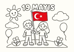 19 Mayıs Bayrak boyama sayfası