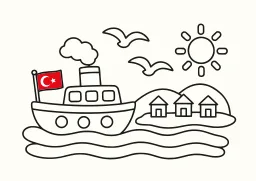 19 Mayıs Vapur boyama sayfası