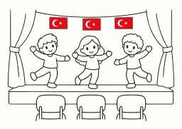 23 Nisan Gösteri boyama sayfası