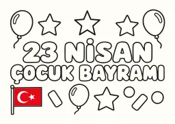 23 Nisan Bayram yazısı boyama sayfası