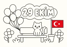 29 Ekim Balonlar boyama sayfası