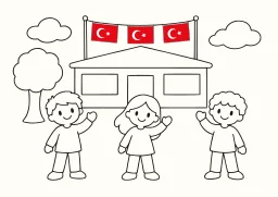 29 Ekim Okulda boyama sayfası