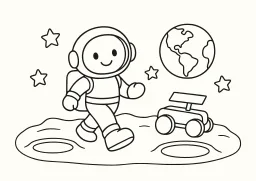 Ay'da Yürüyen Astronot boyama sayfası