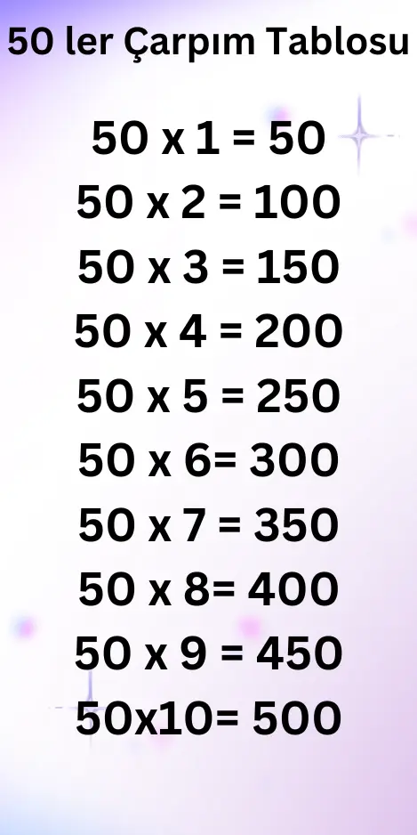 50 ler Çarpım Tablosu